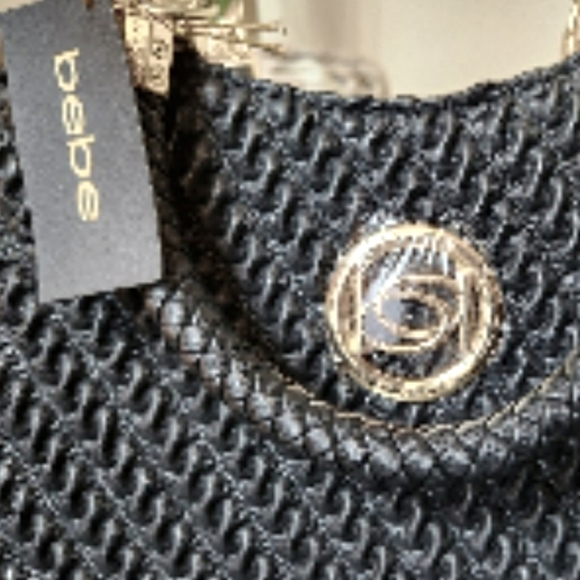NWoT BEBE Black Satchel Crossbody Convertible Gold Black Satchel Adjustable - Picture 5 of 15
